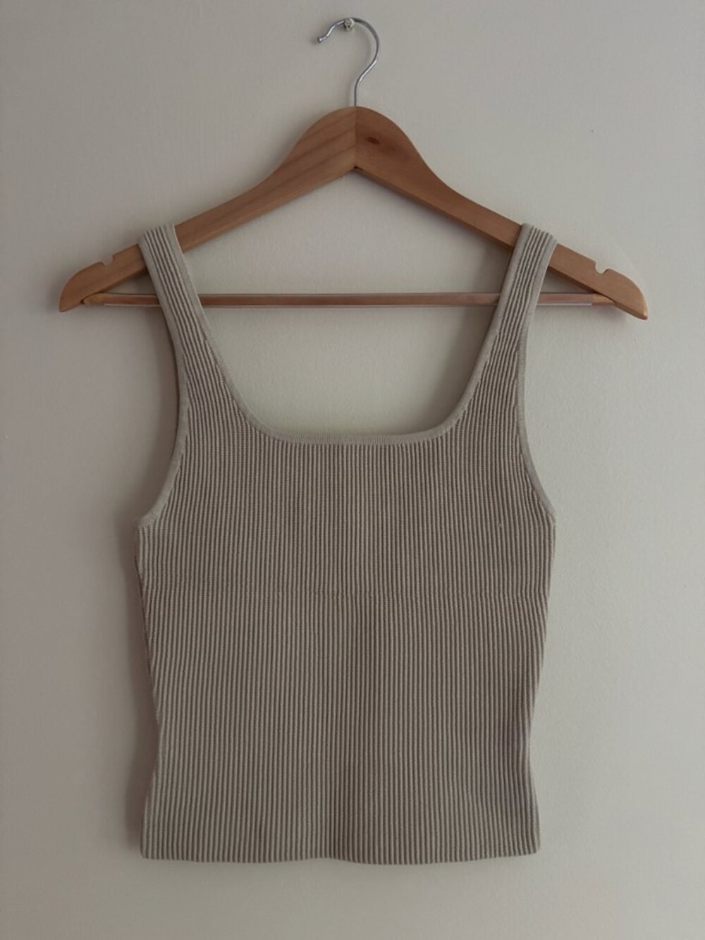 Babaton (Aritzia) Tan Ribbed Tank Top, size Small.
